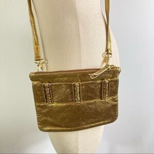 Bryna Nicole Crackled Gold Small Crossbody Bag Clip on Straps